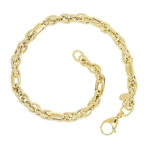 Italian 14k Yellow Gold Multipe Oval Twist Paper Clip Bracelet 7.5" 3.6 grams - Picture 1 of 4