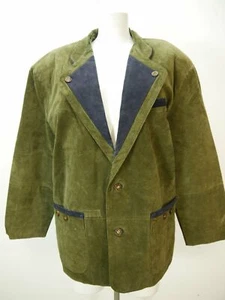 Echtes Leder grün mit Revers sagenhafte Herren Trachtenjacke Janker Gr.54 - Bild 1 von 6
