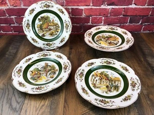 4 ASCOT SERVICE PLATES By WOOD AND SONS England DECORATIVE WALL PLATES w/ HANGER - Picture 1 of 15