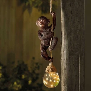Schaukelnder Affe Garten Licht Ornament hängend Outdoor Tier Deko Seil Klettern - Bild 1 von 24