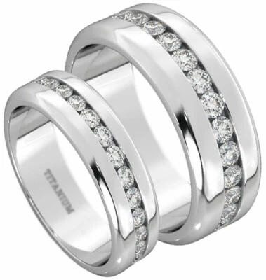 6mm/8mm His And Hers Titanium Wedding Engagement Matching Ring Set- Post From UK - Image 1 of 4