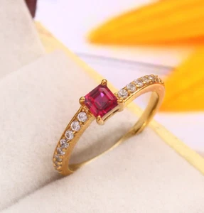 Mozambique Red Ruby Ring Princess Gemstone Ring Ruby Jewelry Ruby Wedding Ring - Picture 1 of 4