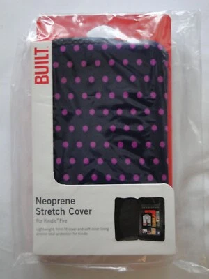 BUILT Neoprene Stretch Cover Case for Kindle Fire - Mini Dot Navy Blue Hot Pink - Image 1 of 3