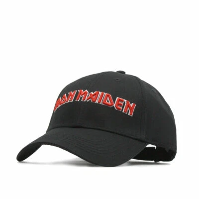 NWT Official Iron Maiden Red on White Logo Baseball Cap Black Rock n Roll gift - Image 1 of 4