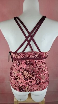 Camiseta Tankini Carmen Marc Valvo Negra Multicolor Talla Mediana NUEVA CON ETIQUETAS CON ALMOHADILLAS Foto 1 de 4