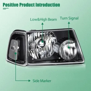 For Ford Ranger 2001-2011 Headlights Assembly Pair Replacement Black Housing - Picture 1 of 9