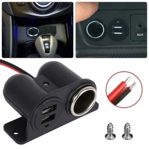 Dual USB Cigarette Lighter Socket Splitter 12V Car Charger Power Outlet Adapter - Picture 1 of 11