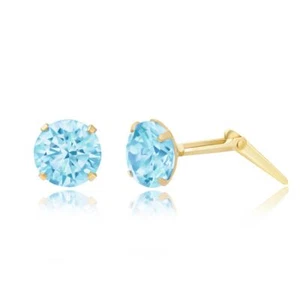 Silver/9ct yellow gold 2-5mm round aquamarine crystal Andralok earrings/Gift box - Picture 1 of 21