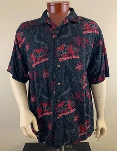BIG DOGS Men's Attitude to Burn Motorcycle Cobra Chainlink Hawaiian Shirt Size L - Picture 1 of 5