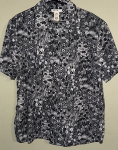 Hiroshi Kato Men's Xlarge Aloha Shirt Black Floral Print Hawaiian The Wrench SS - Picture 1 of 5