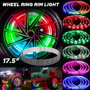 4PCS LED 17.5" Wheel Ring Lights IP68 Changing RGB+Music APP Bluetooth Control - Picture 1 of 18