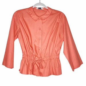 Blusa Top Vintage Majestuosa Talla 36 Botón Frontal Peplum Cordón - Imagen 1 de 6