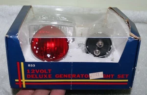 VINTAGE 12 VOLT DELUXE FAHRRAD GENERATOR LICHT SET SCHEINWERFER RÜCKLICHT NEU IM KARTON - Bild 1 von 9