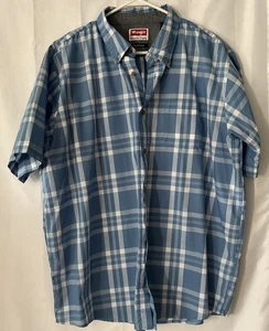 Wrangler Herren Button Down Kurzarm Hemd kariert blau/weiß Größe XL EUC - Bild 1 von 6