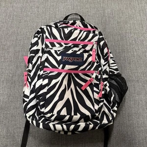 Jansport Animal Print/Zebra Pink Trim Print Backpack Bag Girls - Picture 1 of 4