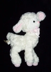 12 Zoll Bestever weißes Lamm Schaf Plüschtier rosa Schleife Füße Nase Stofftier - Bild 1 von 2