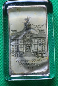 Antique Glass Paperweight Cambridge OHIO Guernsey County Courthouse - Picture 1 of 7