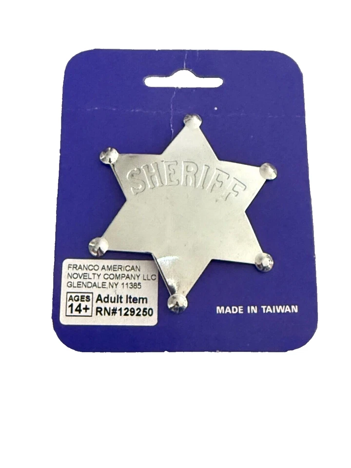 Franco American Novelty 701612 Sheriff Star Badge Toy Silver Western Cowboy Law - Image 1 of 4