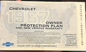 1st Ed!-1967 CHEVROLET OWNER PROTECTION PLAN WARRANTY BK #391416 Corvette & More - Picture 1 of 12