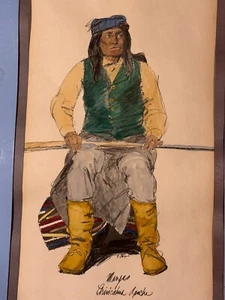 Mangas de acuarela vintage de Ken Ottinger apache nativo americano - Imagen 1 de 10
