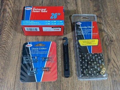 Nuevo de Lote ~ Lote de Reparación de Bicicletas Campana ~ Cadena Rápida, Eslabón de Cadena y Tubo Interior Universal Foto 1 de 4