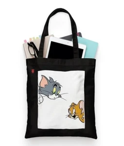 Bolso de Mano Negro con Bolsillo Impreso Diseñado Lona Bolsos de Mano para Mujer Grande - Imagen 1 de 4