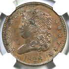1828 C-1 NGC AU 58 Classic Head Half Cent Coin 1/2c