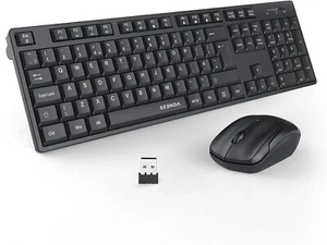 Tastatur und Maus Set kabellos, 2,4G kabellose Tastatur und Maus Combo mit 2-in - Bild 1 von 9