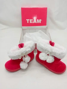 Team Brand Children Girl Pink & White Winter Boots Faux Fur Lined Size 4 - Picture 1 of 3