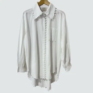 Camisa Anthropologie Me Me Me Blanca Manga Larga Con Botones XL NUEVA CON ETIQUETAS ($150) - Imagen 1 de 6