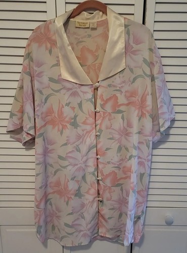 UNDERCOVER Abito camicia da sonno floreale VICTORIA'S SECRET VINTAGE taglia M L oversize