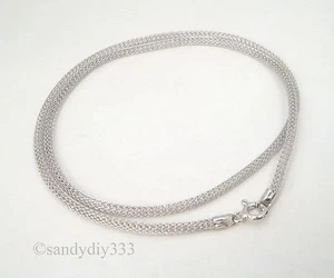 20" ITALIAN Rhodium plated STERLING SILVER WIRE MESH RIBBON NECKLACE 2.5mm #9135 - Picture 1 of 2