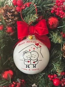 1x Palla Natale diametro 8cm nomi personalizzati + fiocco + confezione inclusa - Foto 1 di 3