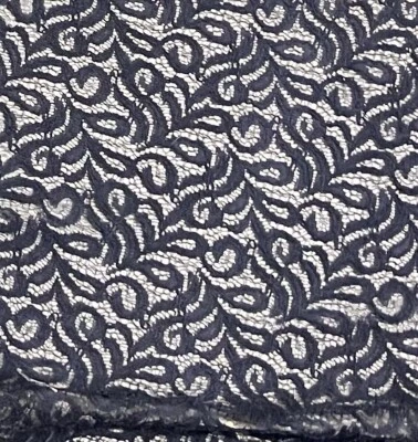 5 Yard Navy Blue Corded Lace Fabric 50” Width - Image 1 of 3