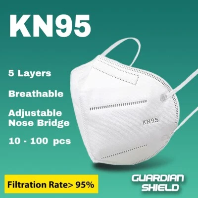 10-100 KN95 N95 Mask Disposable Particulate Respirator Face Masks 5 Layers - image 1 of 4