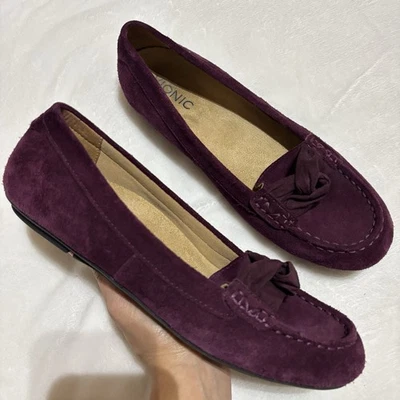 Vionic Mujer’s Norah Mocasines Púrpura Gamuza Zapatos Planos Informales Cómodos talla 8.5 Foto 1 de 4