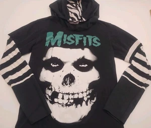 Misfits Vintage 90s Hoodie Gr. Small Zebra Striped Hood Punk Metal RARE OOP - Bild 1 von 7