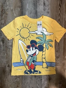 Kid Mickey Mouse Yellow Cotton T-shirt - Picture 1 of 3