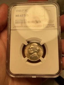 1945-P MS67FS NGC JEFFERSON NICKEL 5c - Picture 1 of 2