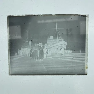 ANTIGUA Placa de Vidrio Imperial de 1900 Fotografía Barco Muelle Titanic Embudo B - Imagen 1 de 3