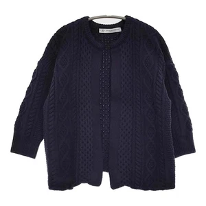 JOURNAL STANDARD LUXE Cable knit crew neck yak wool cardigan Navy 5-1008T♪ - Picture 1 of 6