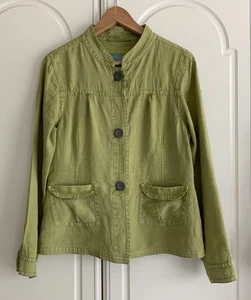 Chaqueta Early Seasalt Cornwall verde cuello mandarina Masie 100 % lino talla 12 - Imagen 1 de 12