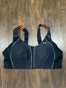 Under Armour Women’s Heatgear Sports Bra Black/Orange Size 38D - Picture 1 of 6