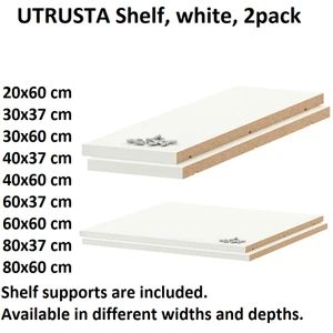 New IKEA UTRUSTA Shelf 2 Pack White Adjustable Kitchen Cabinet Storage Organiser - Picture 1 of 10