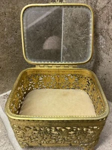 Vintage Gold Filigran Ormalu Schmuck Schmuckschatulle Schatulle 1940’s-50’s - Bild 1 von 7