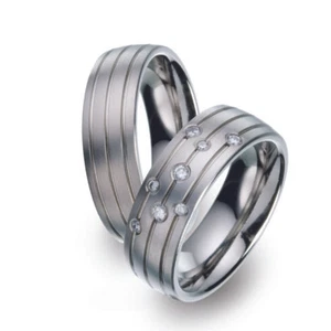 Anillos de boda Titanfactory Titan 51651 51650 con brillante 0,12 ct. Diamante - Imagen 1 de 3
