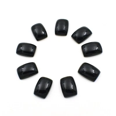 Cabochon calibrato rettangolo onice nero, pietra preziosa artigianale per far... - Immagine 1 di 4