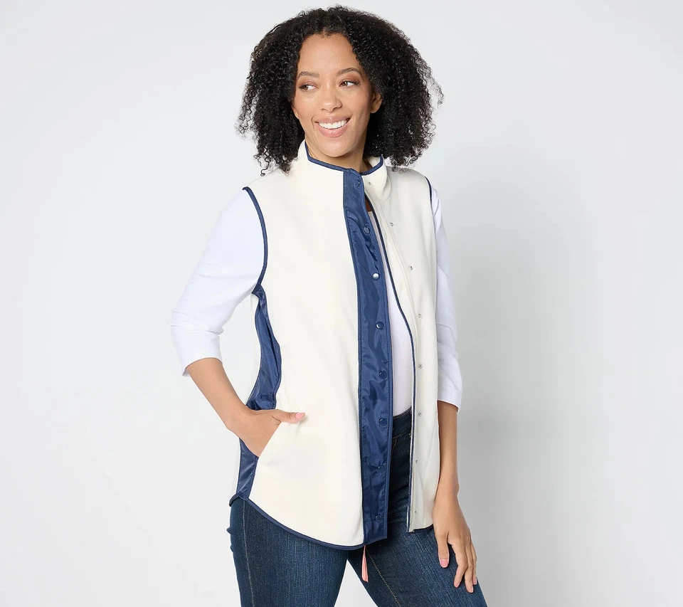 Sport Savvy Fleece and Woven Mixed Vest Natural,Large A657090 - Image 1 of 1