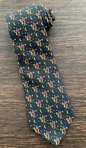 Salvatore Ferragamo Black w/Stars Lions Knights Print Silk Tie ITALY ($190) - Picture 1 of 6
