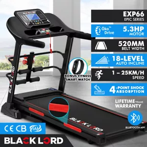 BLACK LORD Treadmill Electric Auto Incline Running Machine Home Gym Fitness - Picture 1 of 12